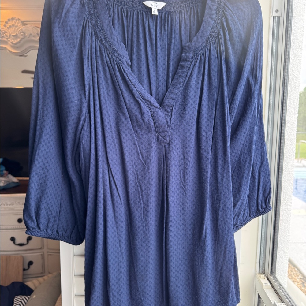 Crown & Ivy Navy Blouse